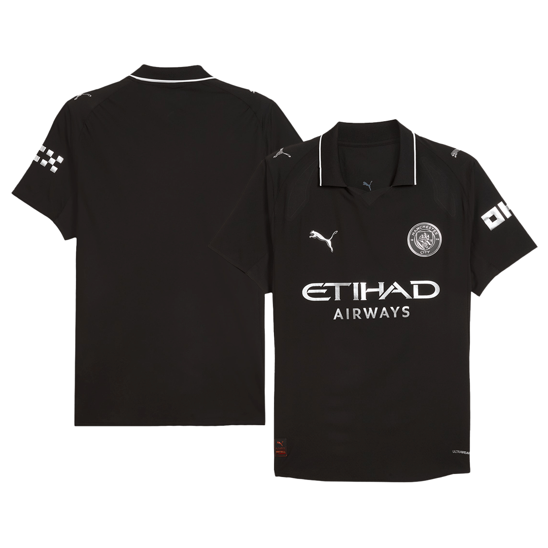 Manchester City Mens Away Soccer Jersey 2025/26 Black - Player Version