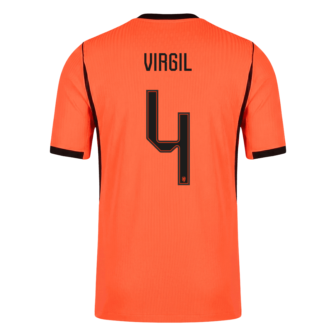 VIRGIL #4 Netherlands Mens Home Soccer Jersey World Cup 2026 Orange - Player Version