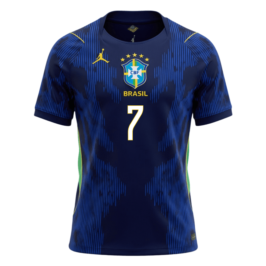 VINI JR. #7 Brazil Mens Away Soccer Jersey World Cup 2026 Navy