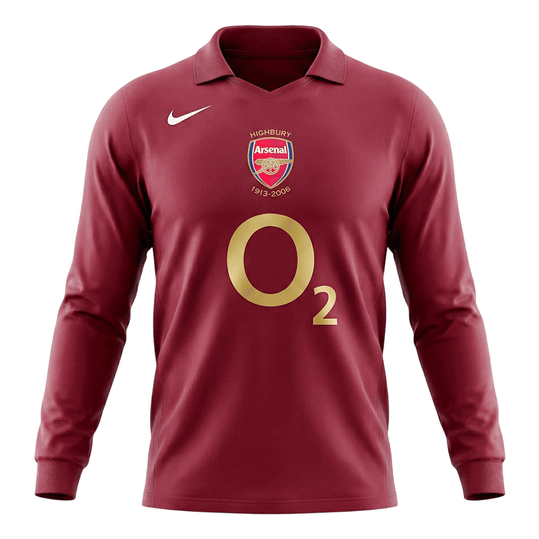Retro Arsenal Mens Home Long Sleeve Soccer Jersey 2005/06 Red