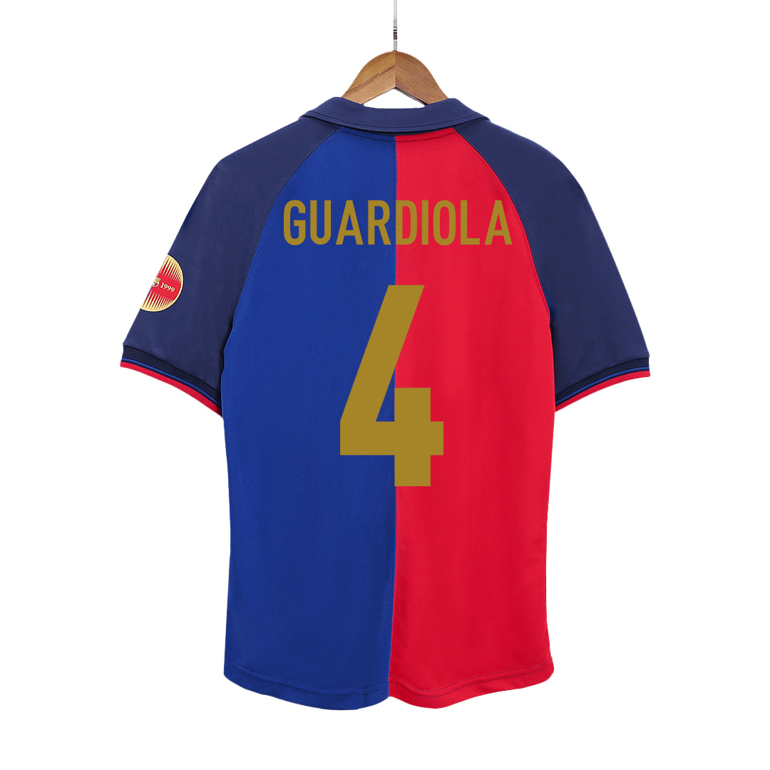 Retro GUARDIOLA #4 Barcelona Mens Home Soccer Jersey 1999/00 Red&Blue