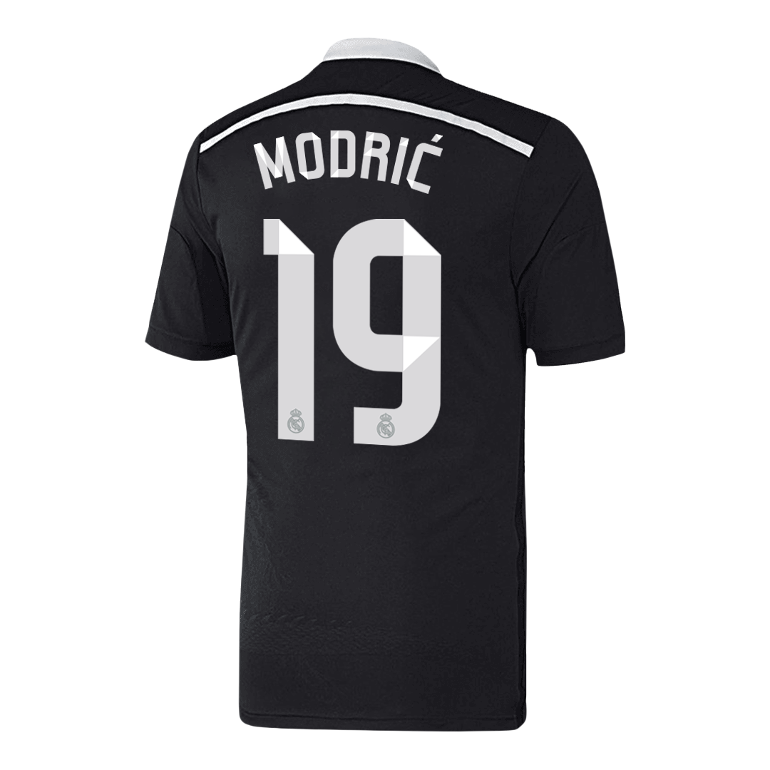 Retro MODRIĆ #19 Real Madrid Mens Third Away Soccer Jersey 2014/15 Black