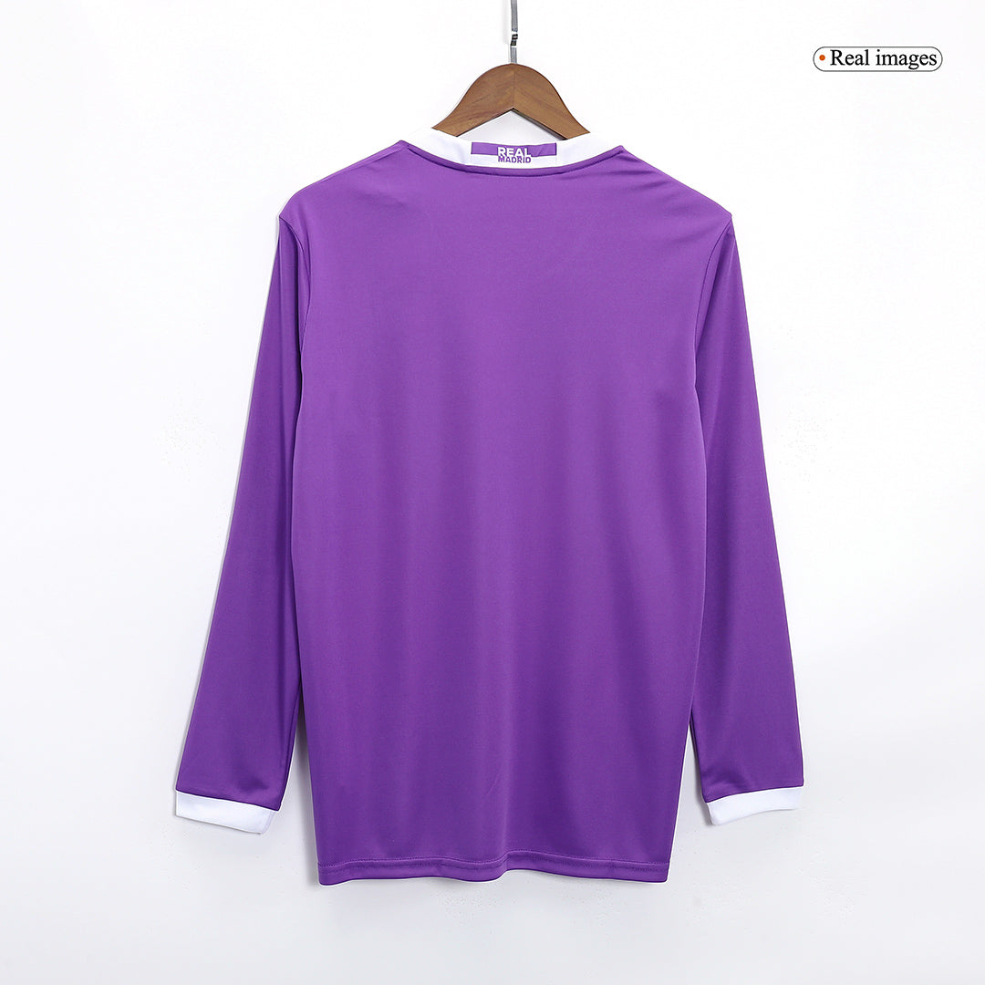 Retro Real Madrid Mens Away Long Sleeve Soccer Jersey 2016/17 Purple