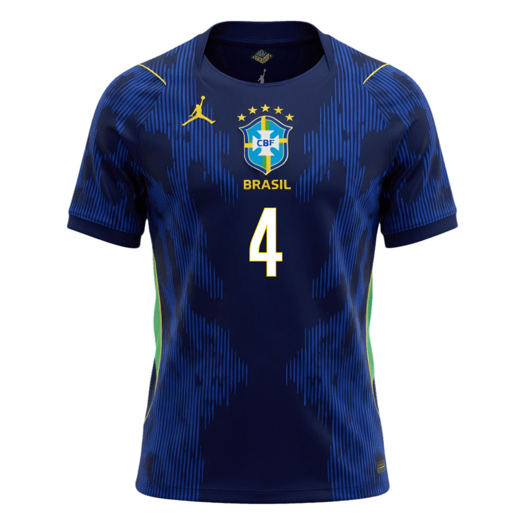 MARQUINHOS #4 Brazil Mens Away Soccer Jersey World Cup 2026 Navy