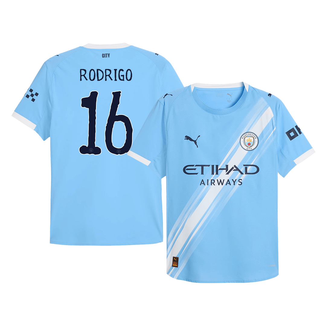 RODRIGO #16 Manchester City Mens Home Soccer Jersey World Cup 2025/26 Blue - Player Version