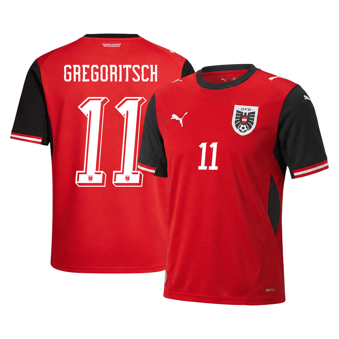 GREGORITSCH #11 Austria Mens Home Soccer Jersey World Cup 2026 Red