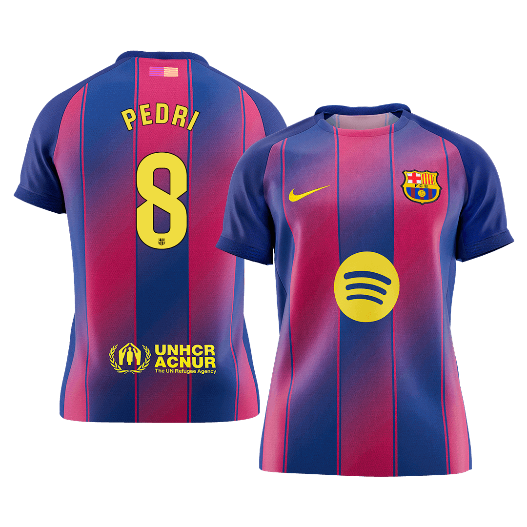 PEDRI #8 Barcelona Mens Home Soccer Jersey 2025/26 Red&Blue [PREMIUM]
