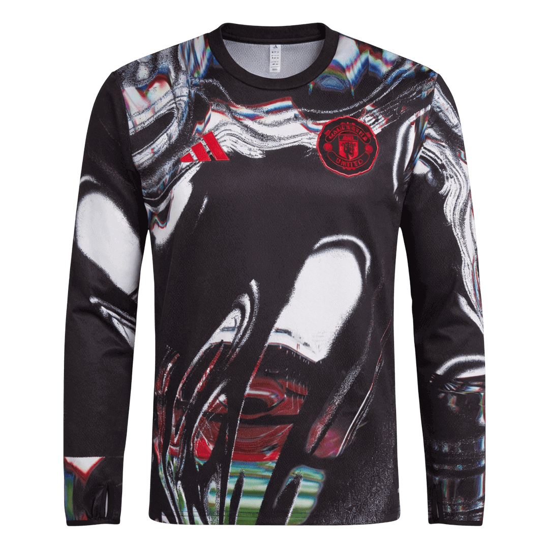 Manchester United Mens Pre-Match Long Sleeve Soccer Jersey 2025/26 Black