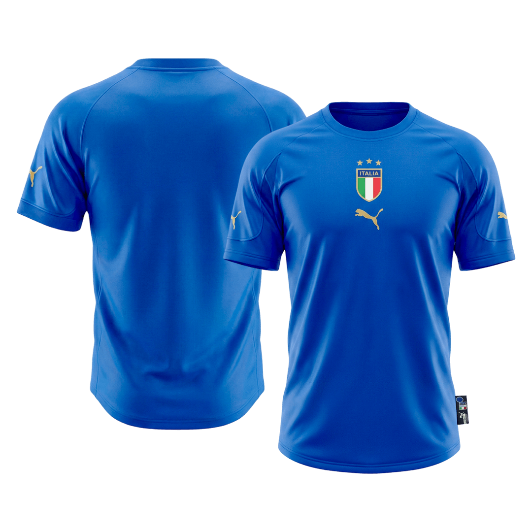 Retro Italy Mens Home Soccer Jersey 2004 Blue