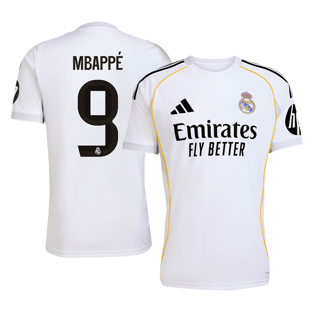 MBAPPÉ #9 Real Madrid Mens Home Soccer Jersey 2025/26 White [PREMIUM]