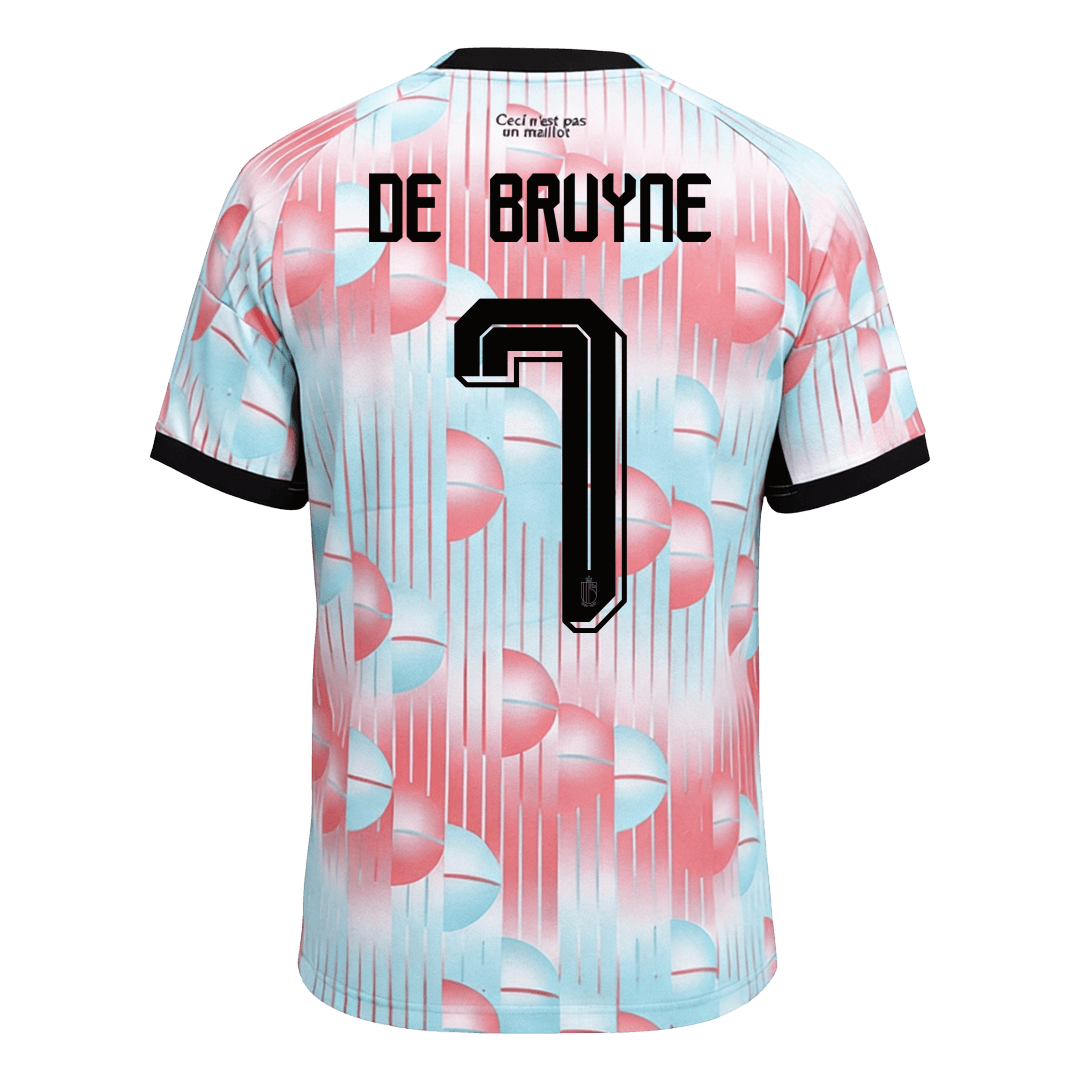 DE BRUYNE #7 Belgium Mens Away Soccer Jersey World Cup 2026 Blue&Pink