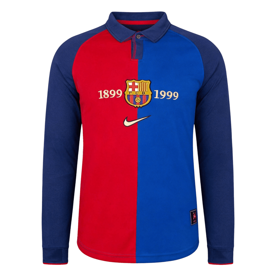 Retro Barcelona Mens Special Long Sleeve Soccer Jersey 1999/00 Red