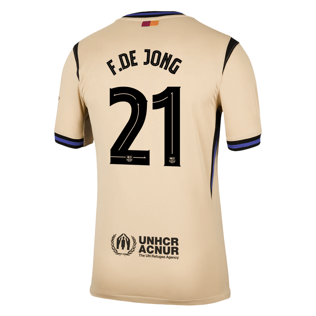 F.DE JONG #21 Barcelona Mens Away Soccer Jersey UCL 2025/26 Yellow
