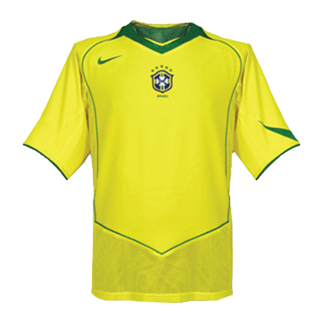 Retro Brazil Mens Home Soccer Jersey 2004 Yellow