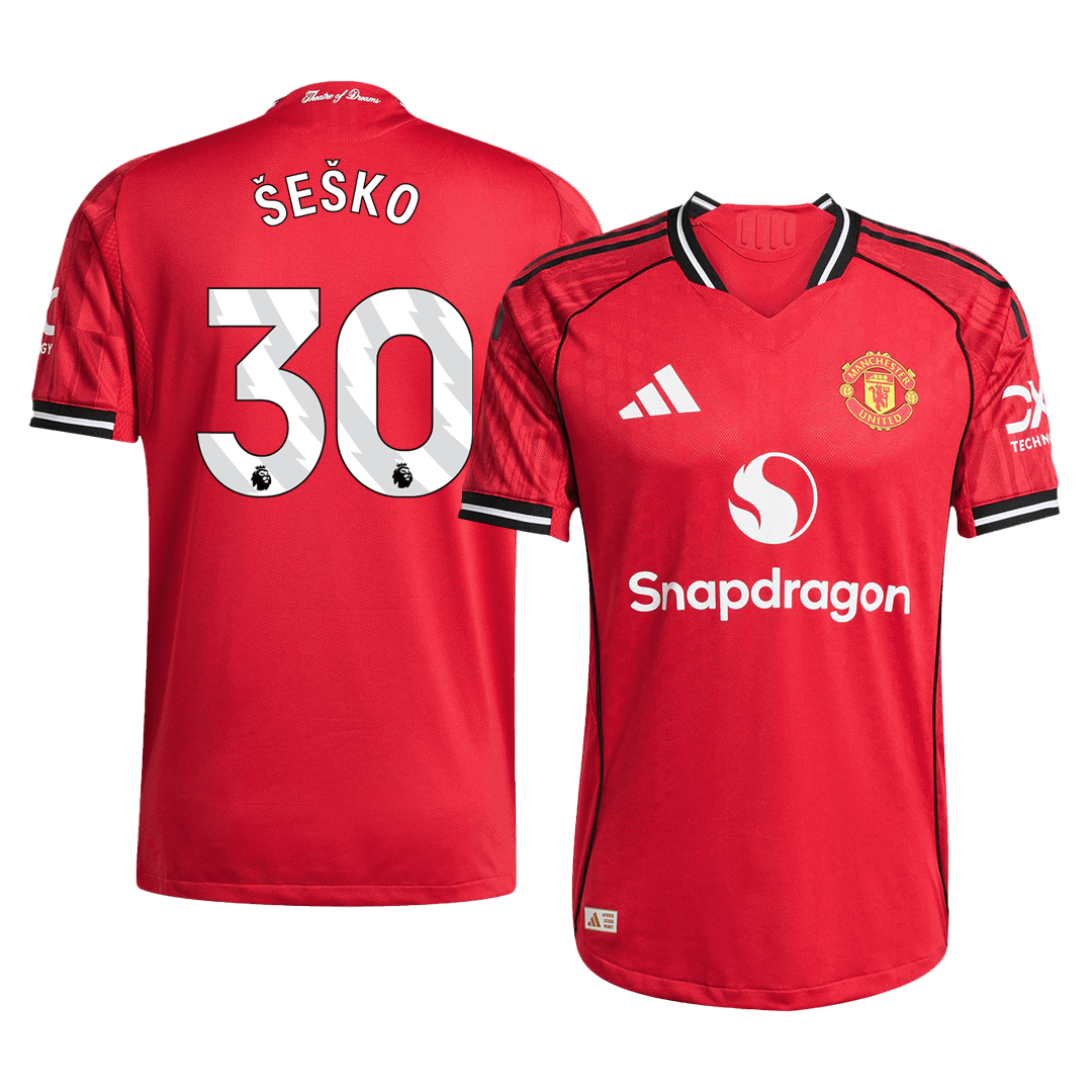 ŠEŠKO #30 Manchester United Mens Home Soccer Jersey 2025/26 Red - Player Version