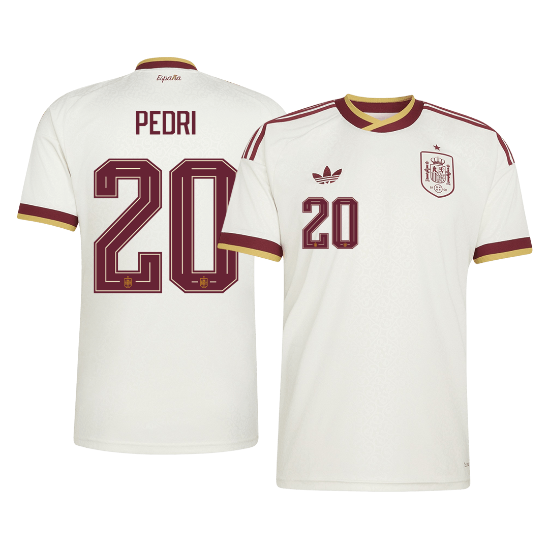 PEDRI #20 Spain Mens Away Soccer Jersey World Cup 2026 White