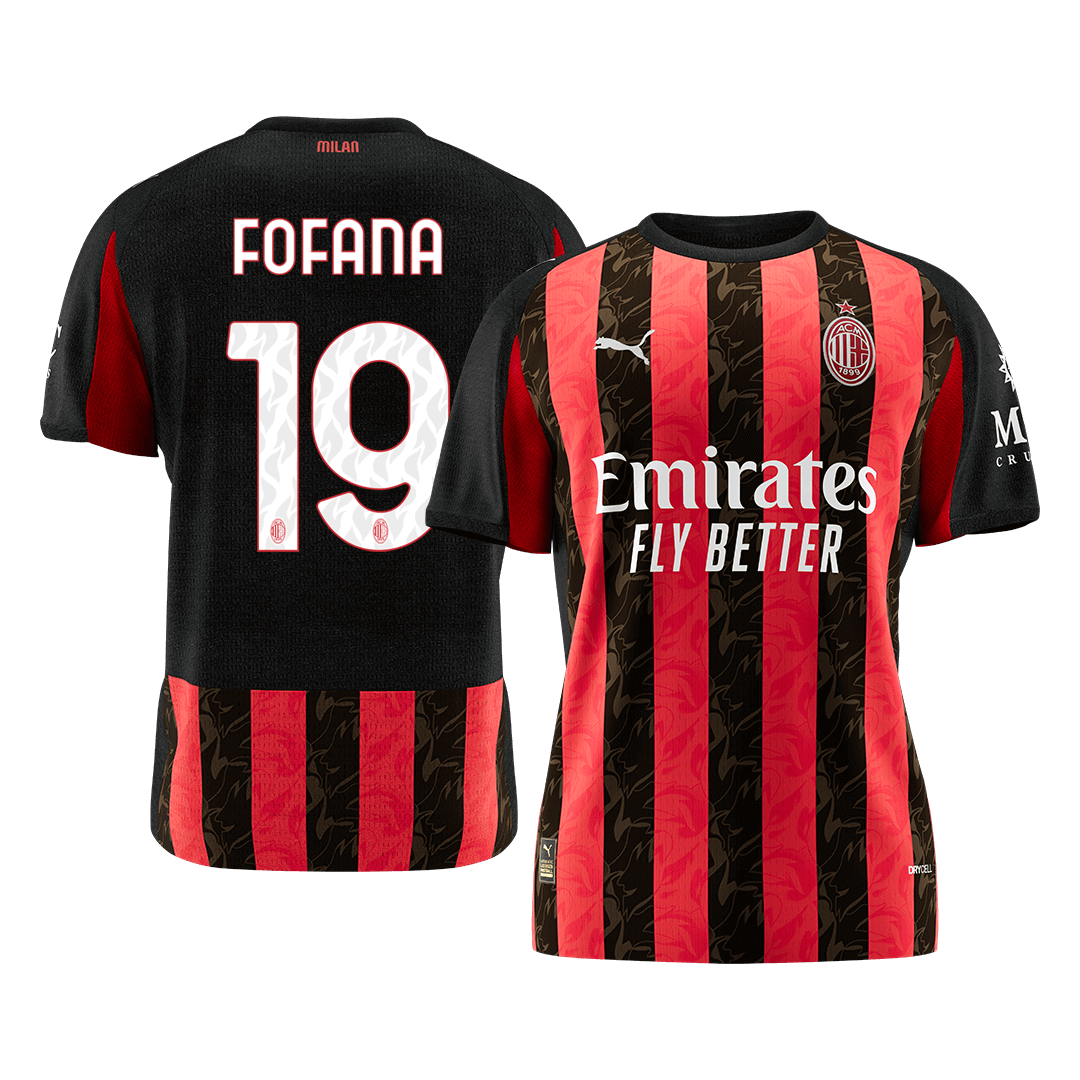 FOFANA #19 AC Milan Mens Home Soccer Jersey 2025/26 Red&Black [PREMIUM]