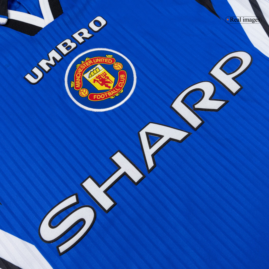 Retro Manchester United Mens Third Away Soccer Jersey 1996/97 Blue
