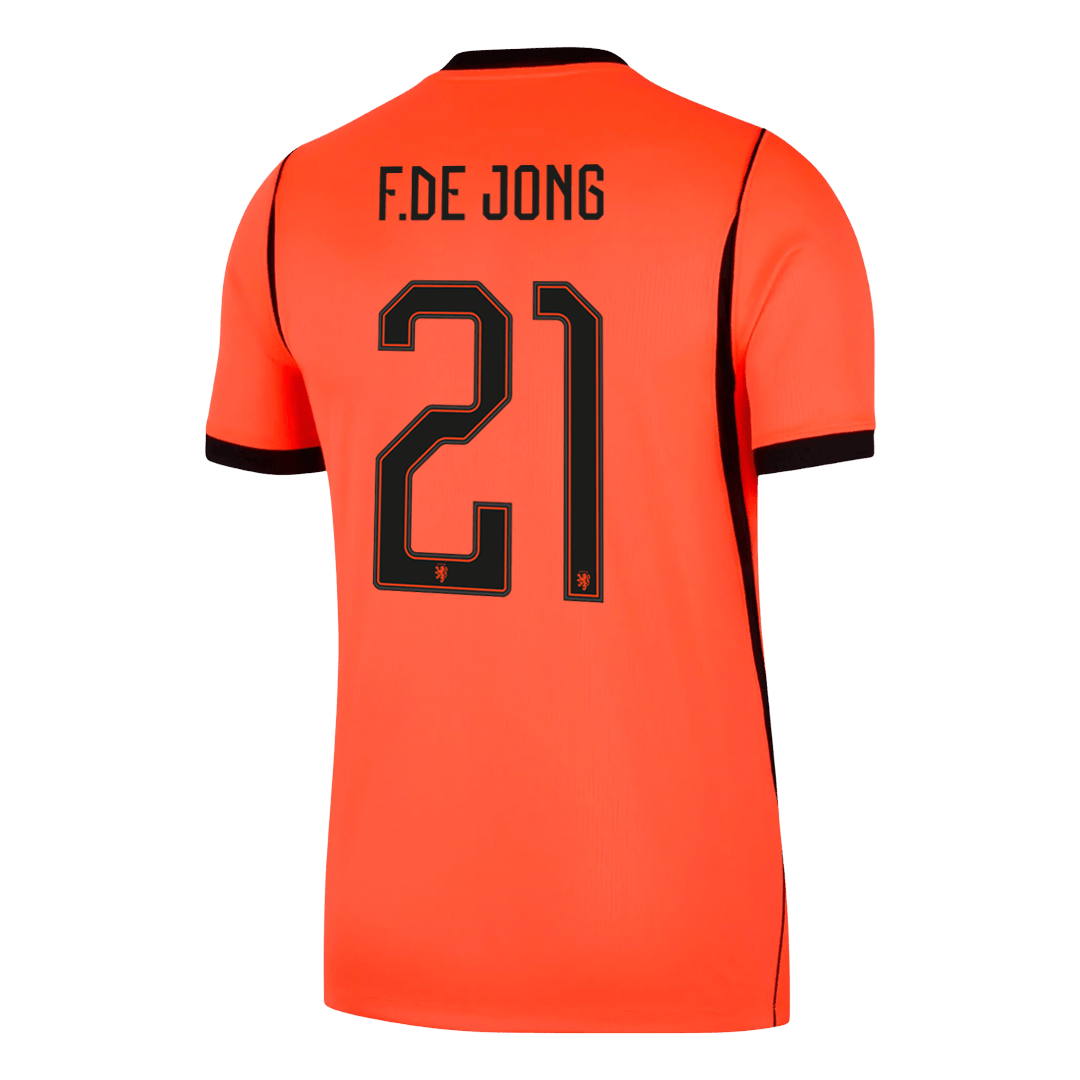 F.DE JONG #21 Netherlands Mens Home Soccer Jersey World Cup 2026 Orange