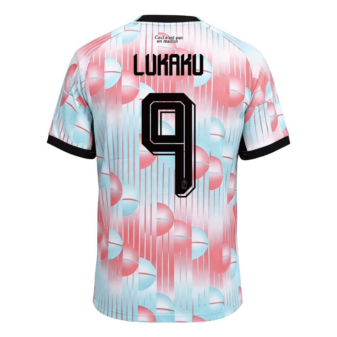 LUKAKU #9 Belgium Mens Away Soccer Jersey World Cup 2026 Blue&Pink