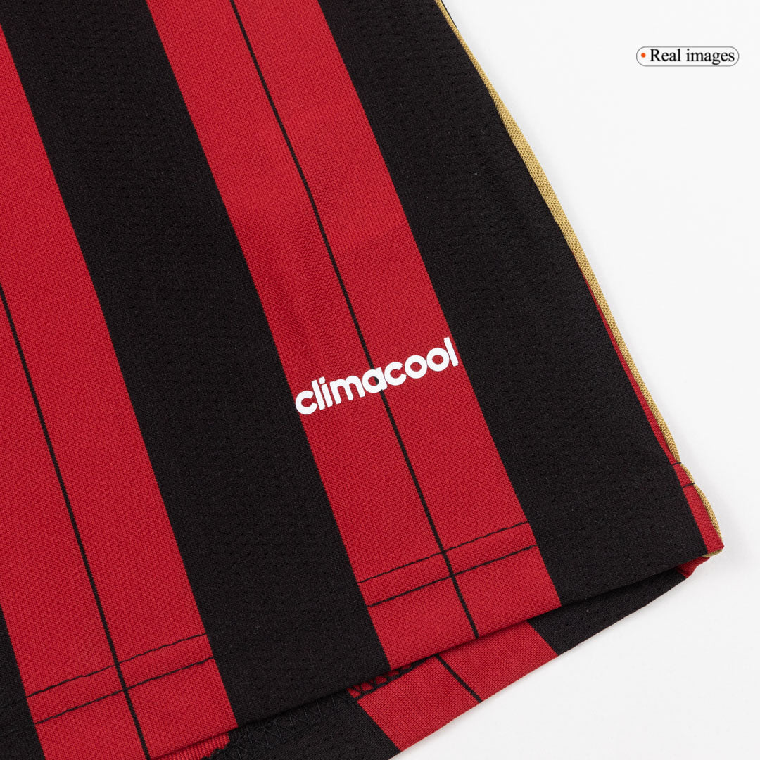 Retro AC Milan Mens Home Long Sleeve Soccer Jersey 2013/14 Red&Black