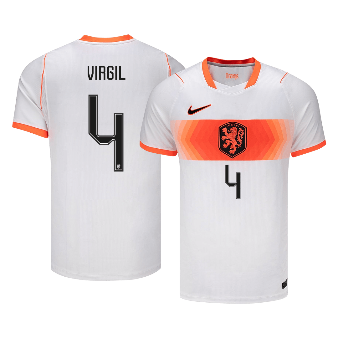 VIRGIL #4 Netherlands Mens Away Soccer Jersey World Cup 2026 White