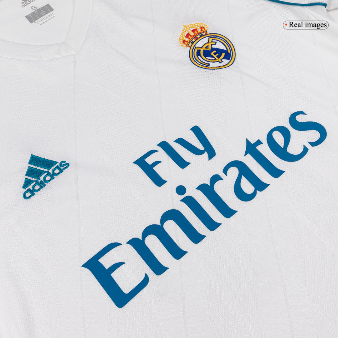 Retro Real Madrid Mens Home Long Sleeve Soccer Jersey 2017/18 White
