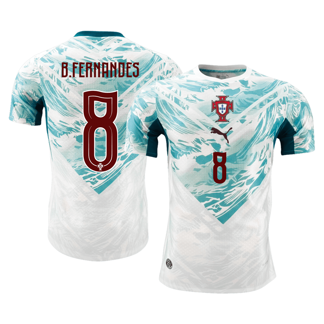 B.FERNANDES #8 Portugal Mens Away Soccer Jersey World Cup 2026 White&Green - Player Version