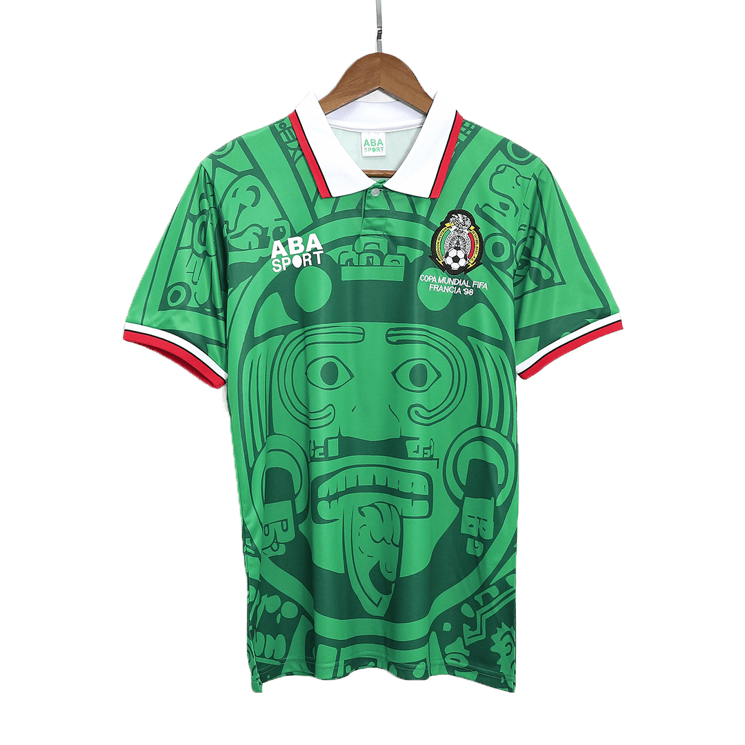 Retro Mexico Mens Home Soccer Jersey 1998 Green