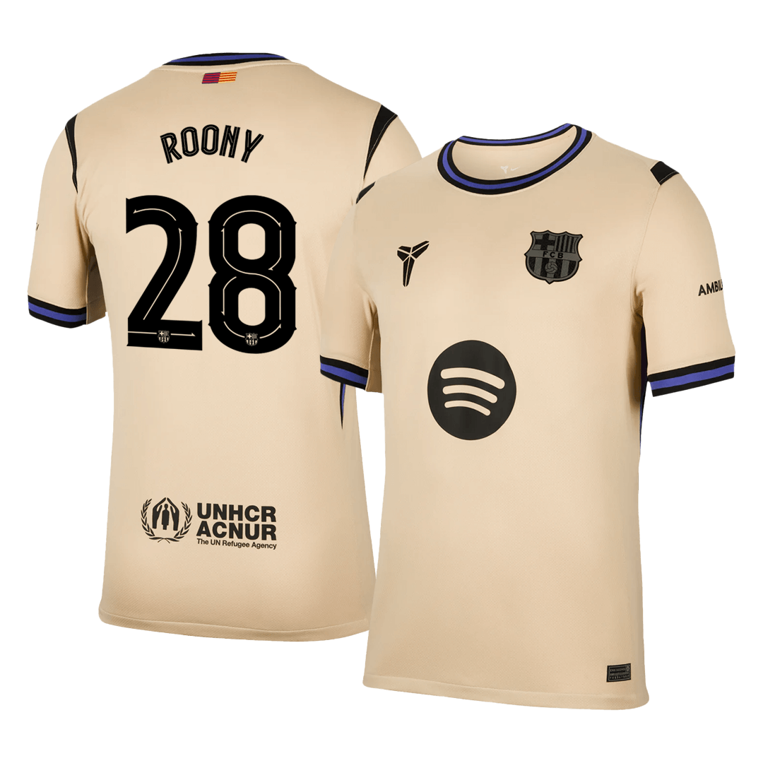 ROONY #28 Barcelona Mens Away Soccer Jersey 2025/26 Yellow