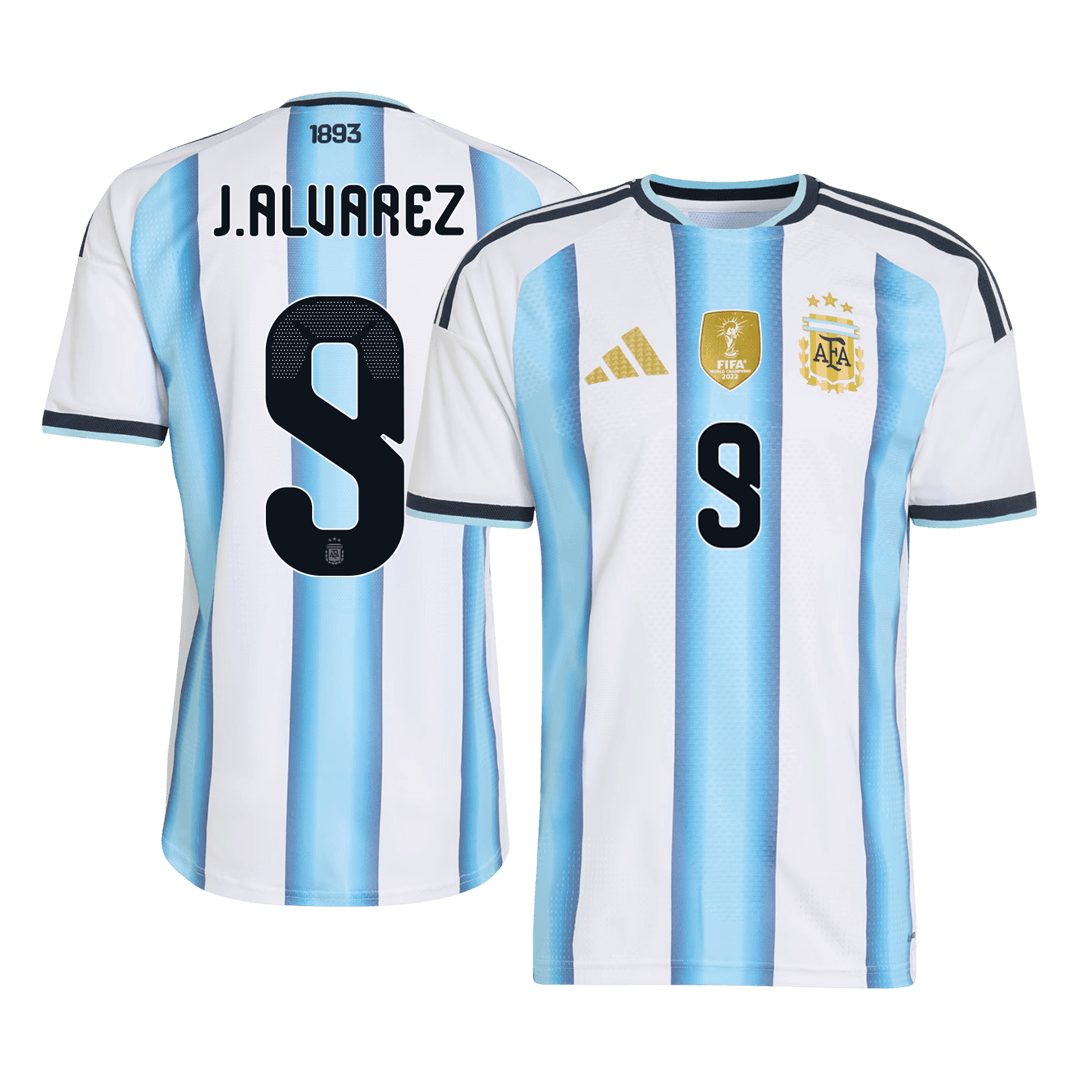 J. ALVAREZ #9 Argentina Mens Home Soccer Jersey World Cup 2026 Blue&White - Player Version