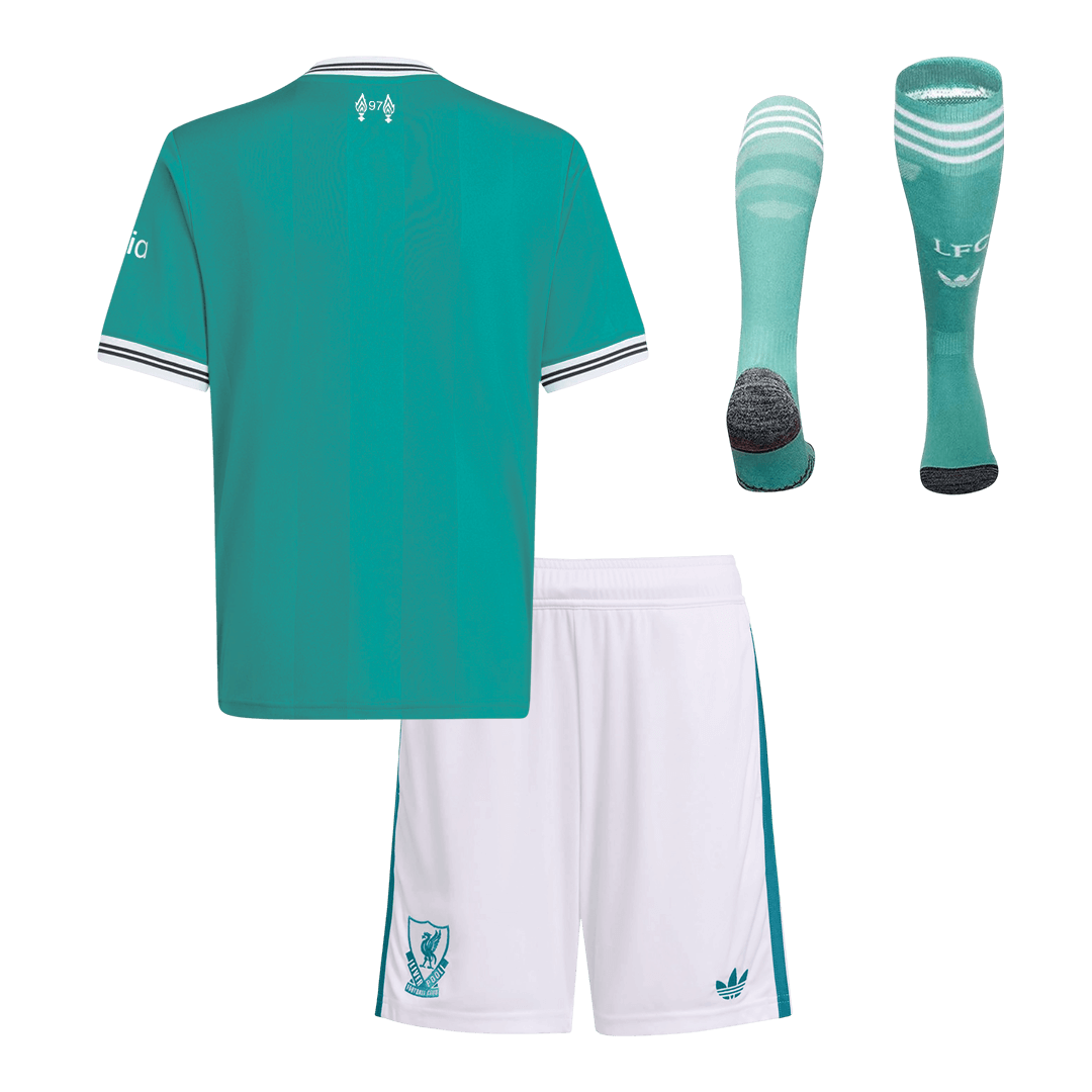 Liverpool Kids Third Away Soccer Full Set 2025/26 Green