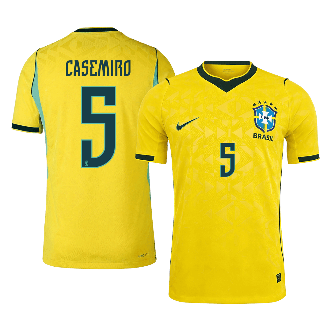 CASEMIRO #5 Brazil Mens Home Soccer Jersey World Cup 2026 Yellow - Player Version