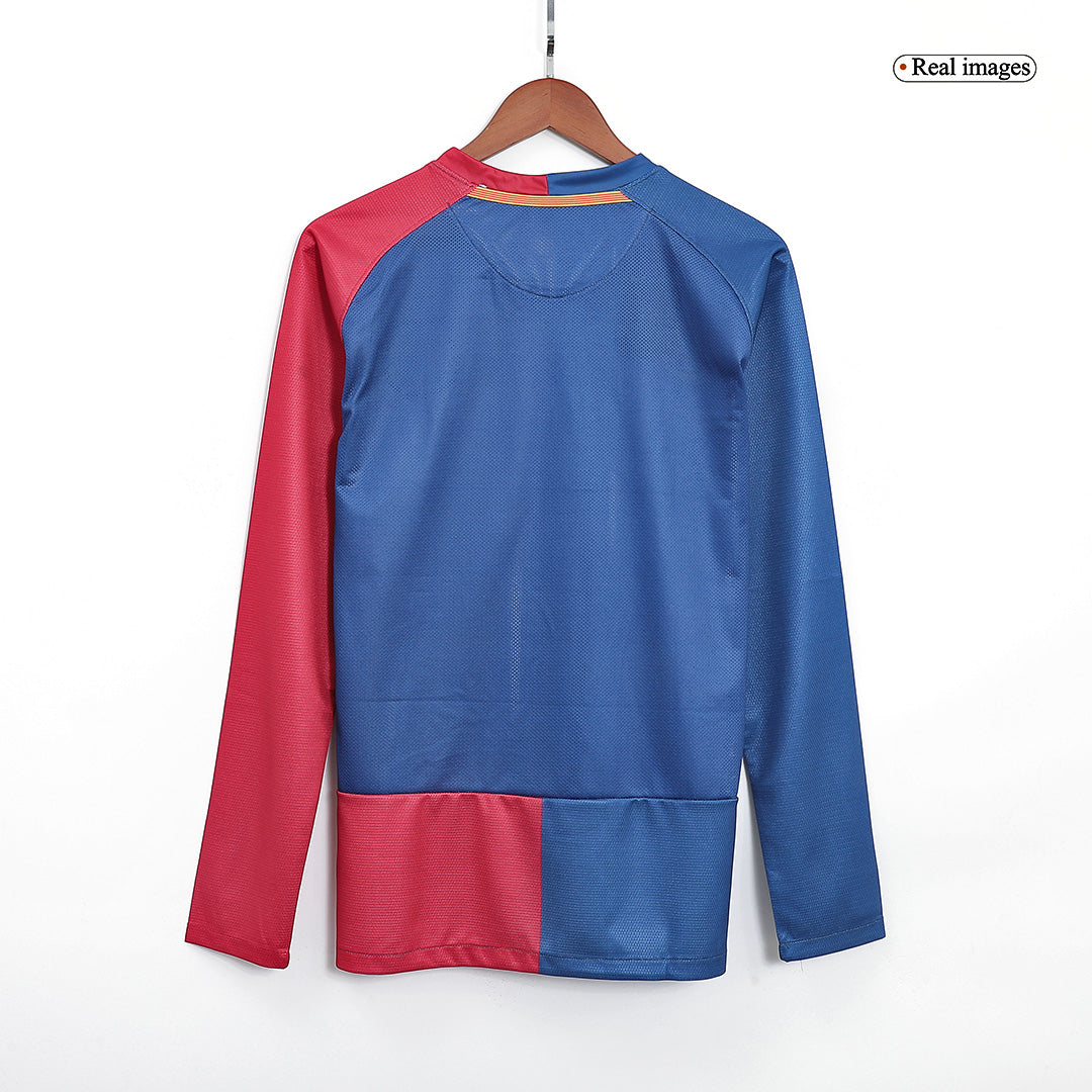 Retro Barcelona Mens Home Long Sleeve Soccer Jersey UCL Final UCL 2008/09