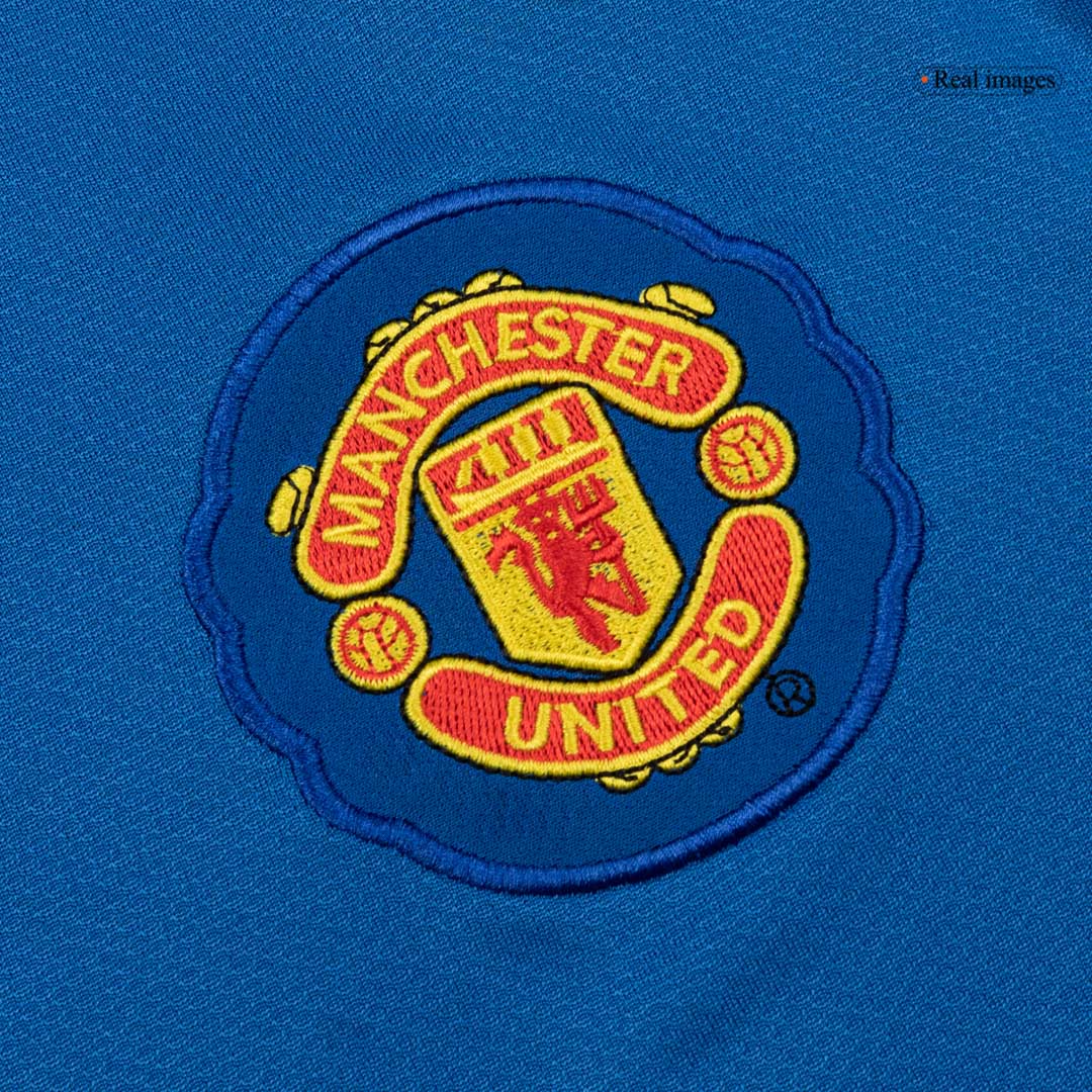 Retro Manchester United Mens Third Away Long Sleeve Soccer Jersey 2008/09 Blue