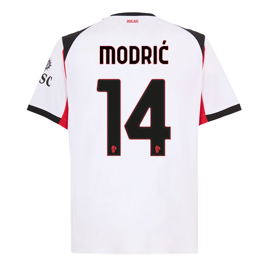 MODRIĆ #14 AC Milan Mens Away Soccer Jersey 2025/26 White