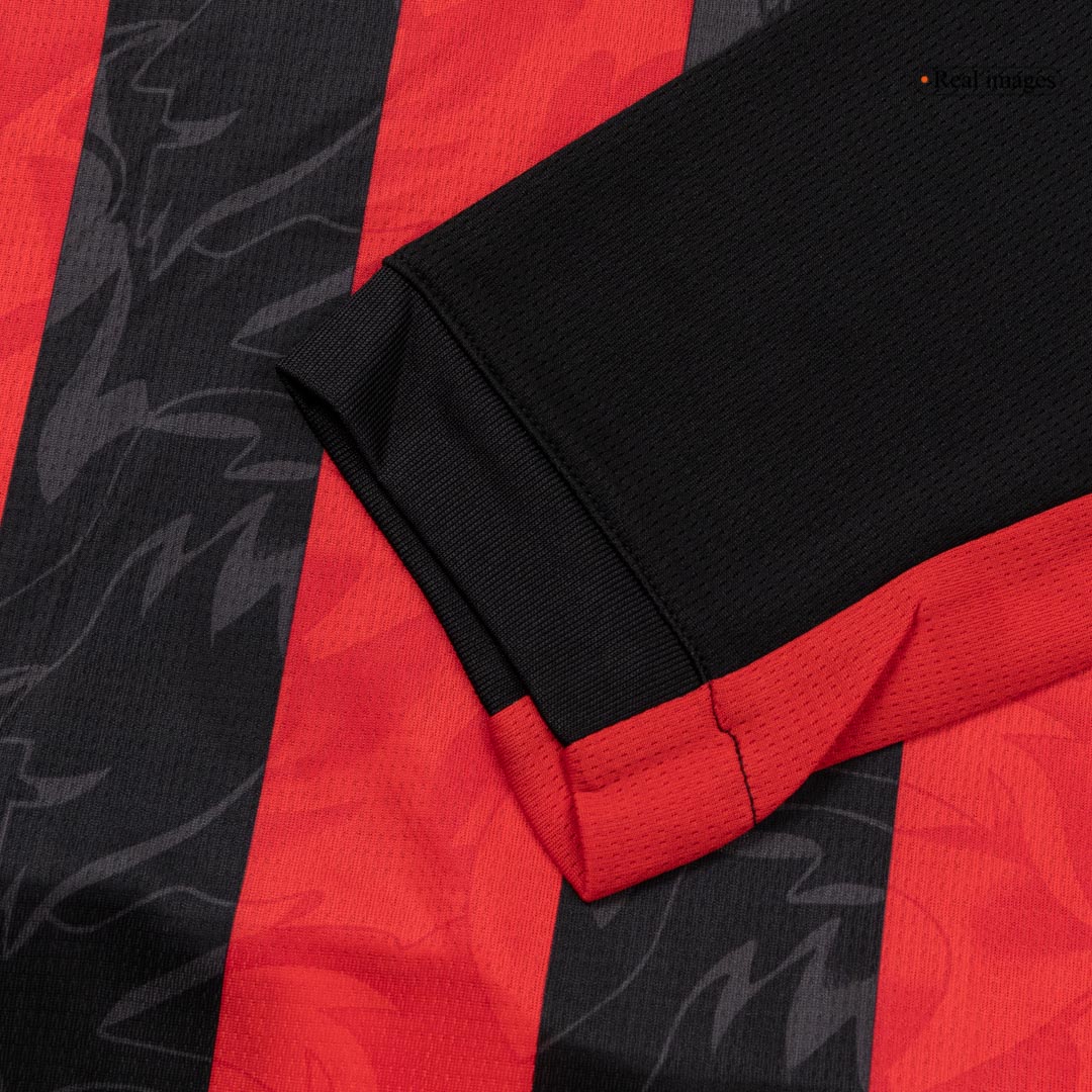 AC Milan Mens Home Long Sleeve Soccer Jersey 2025/26 Red&Black