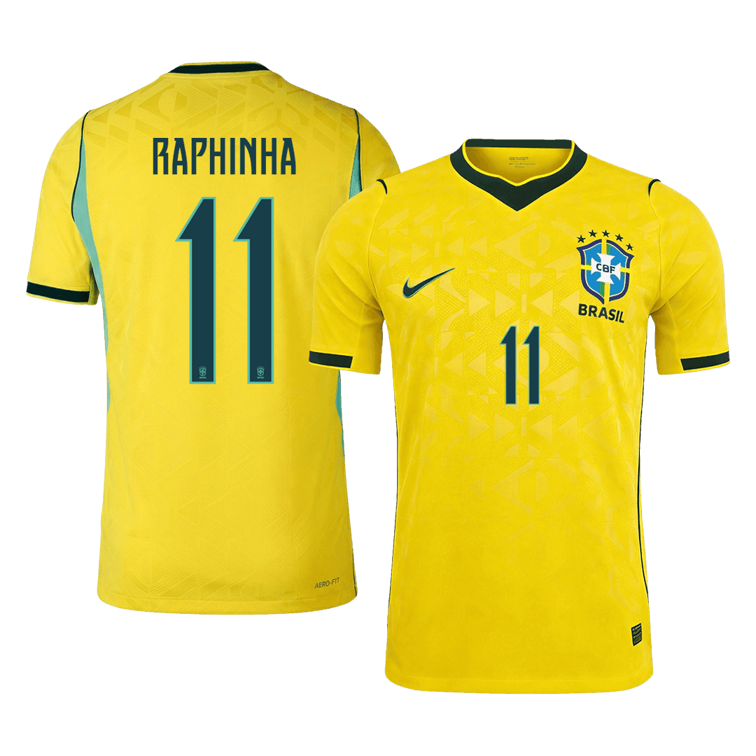RAPHINHA #11 Brazil Mens Home Soccer Jersey World Cup 2026 Yellow - Player Version