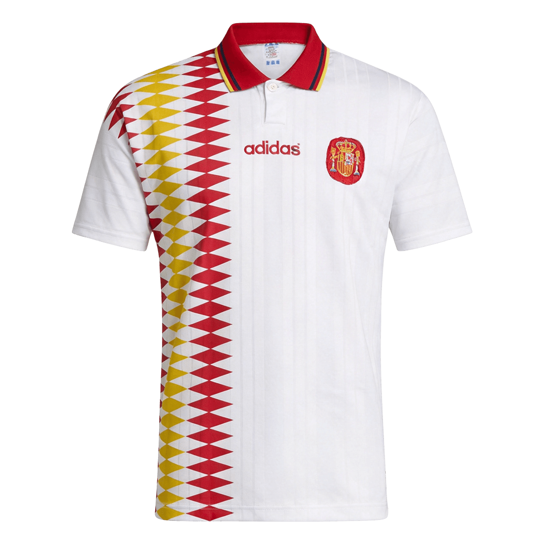 Retro Spain Mens Away Soccer Jersey 1994 White