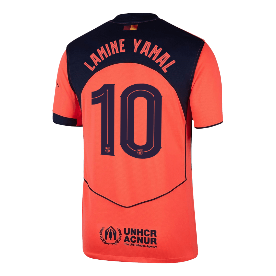 LAMINE YAMAL #10 Barcelona Mens Third Away Soccer Jersey UCL 2025/26 Orange