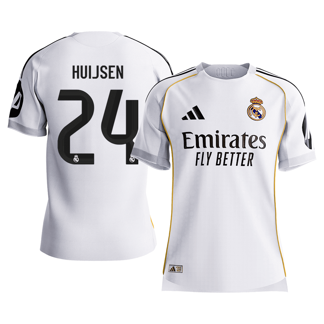 HUIJSEN #24 Real Madrid Mens Home Soccer Jersey 2025/26 White - Player Version [PREMIUM]