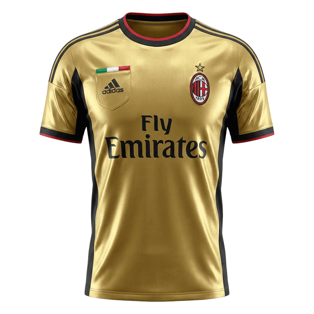 Retro AC Milan Mens Third Away Soccer Jersey 2013/14 Yellow
