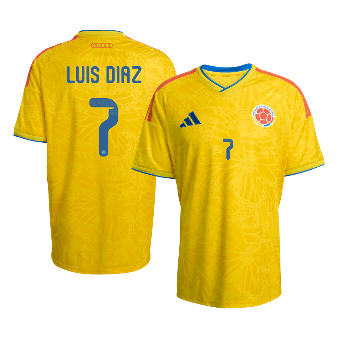 LUIS DíAZ #7 Colombia Mens Home Soccer Jersey World Cup 2026 Yellow