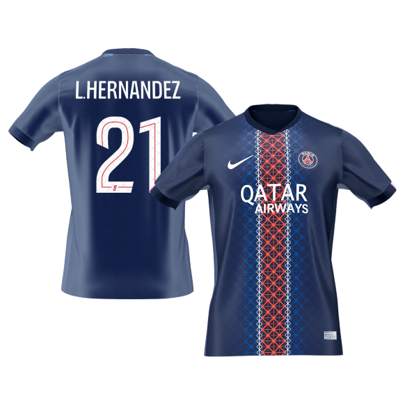 L.HERNANDEZ #21 PSG Mens Home Soccer Jersey 2025/26 Navy [PREMIUM]