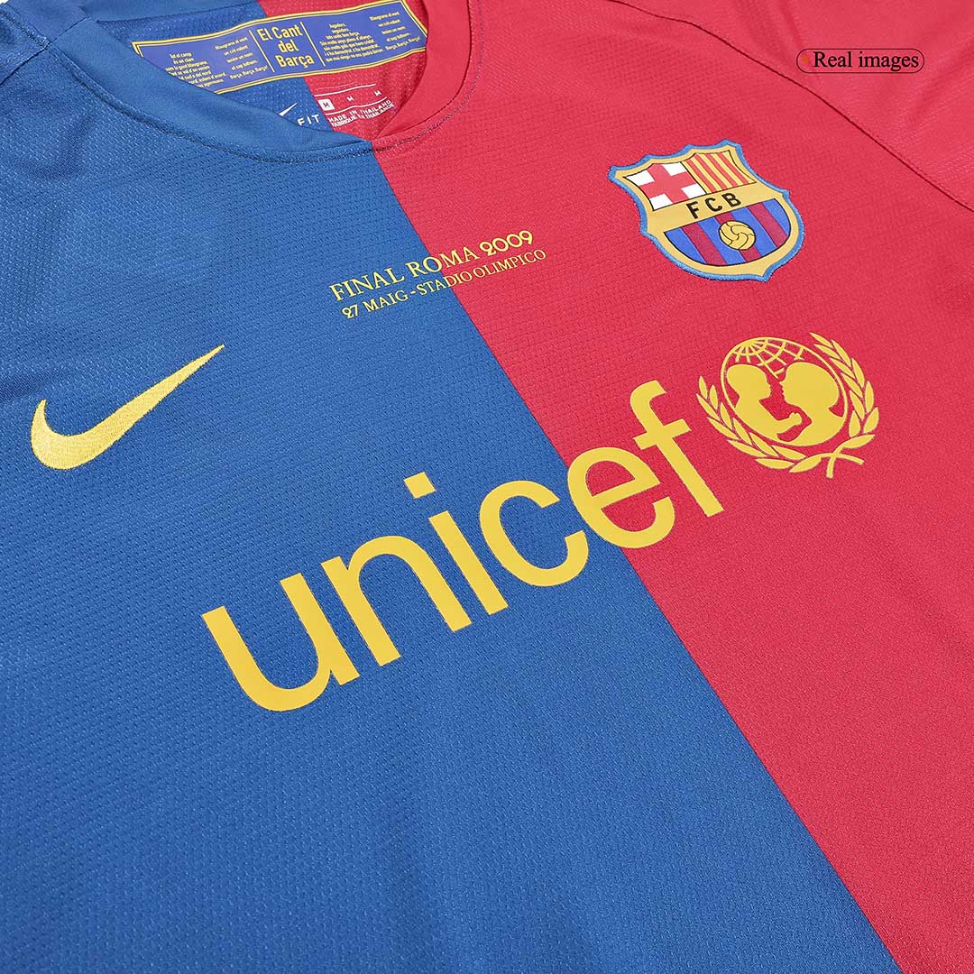 Retro Barcelona Mens Home Long Sleeve Soccer Jersey UCL Final UCL 2008/09