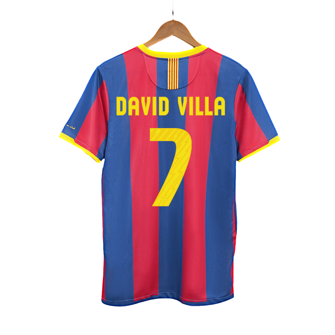 Retro DAVID VILLA #7 Barcelona Mens Home Soccer Jersey 2010/11 Red&Blue