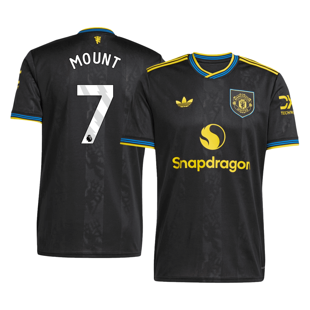 MOUNT #7 Manchester United Mens Third Away Soccer Jersey 2025/26 Black