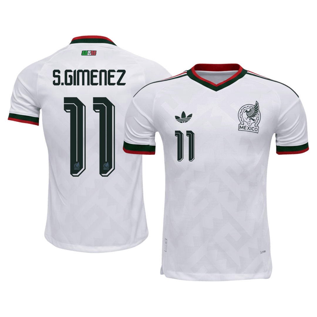 S.GIMENEZ #11 Mexico Mens Away Soccer Jersey World Cup 2026 White - Player Version