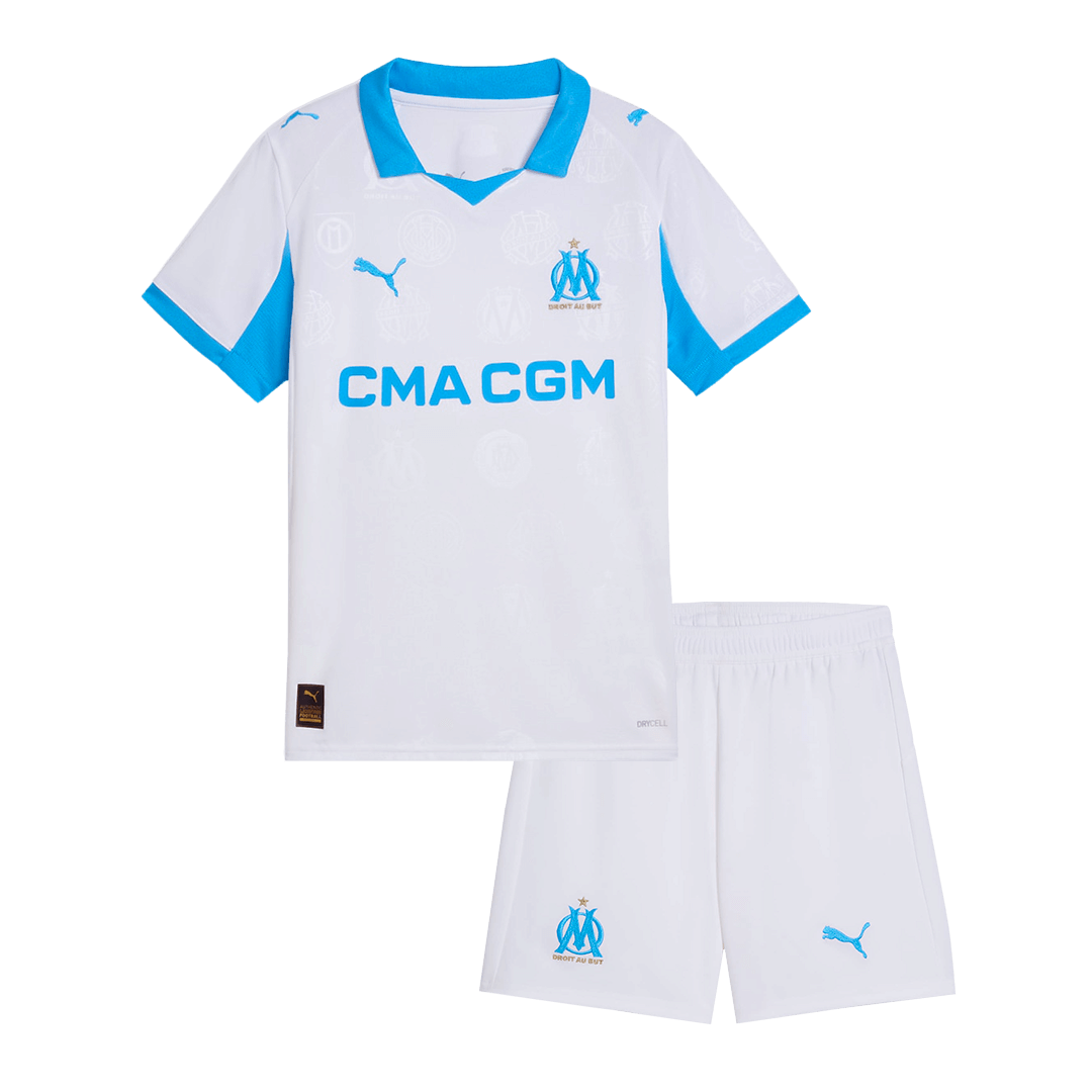 Marseille Kids Home Soccer Kit 2025/26 White