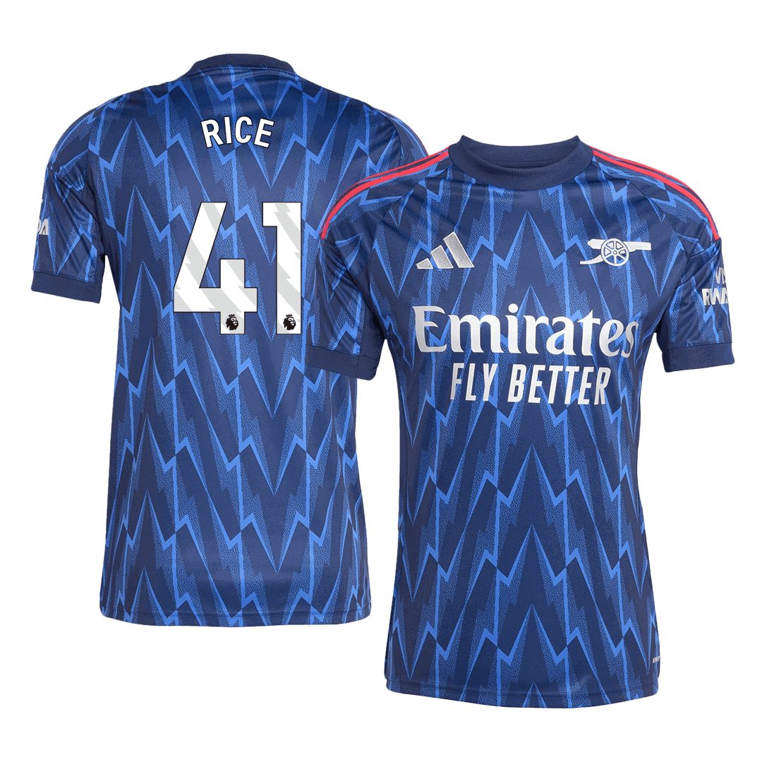 RICE #41 Arsenal Mens Away Soccer Jersey 2025/26 Blue